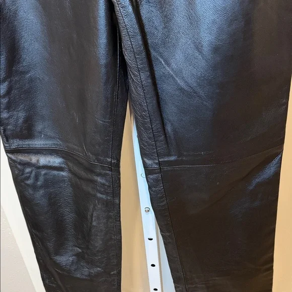 CLIO 100% Genuine Leather Straight-Leg Trousers Fully Lined | Size 8 (M-L) EUC - Picture 4 of 10